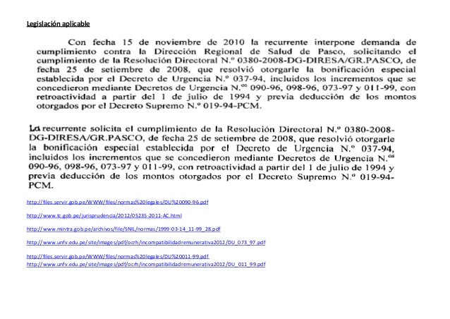 decreto de urgencia 037-94-pcm